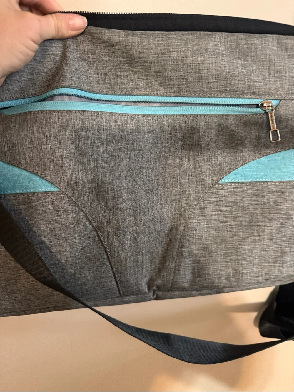 Gray and Light Blue Men's Messenger Crossbody Bag - Casual Everyday